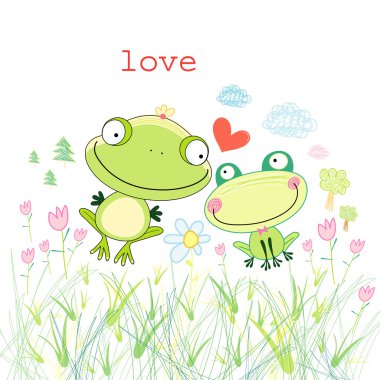 Frogs in love clipart