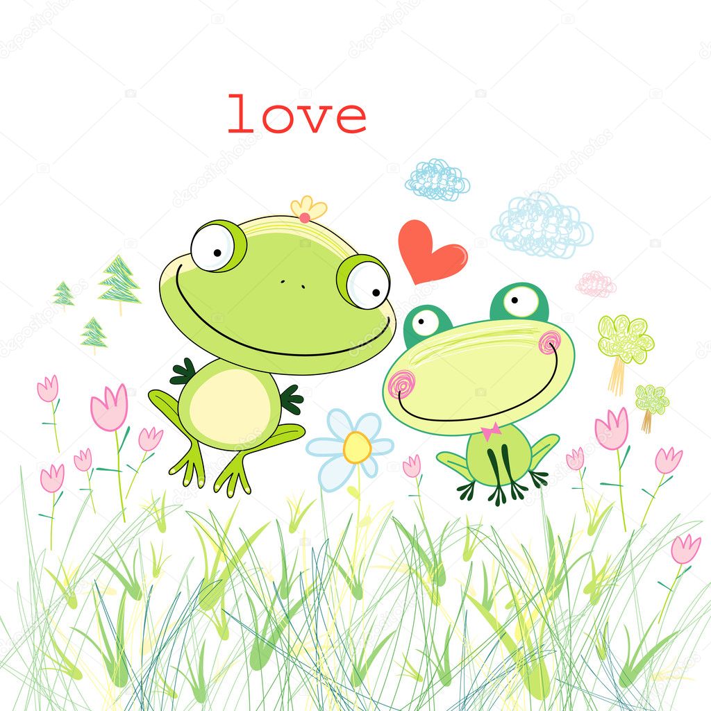 Frogs in love — Stock Vector © tanor 9180643