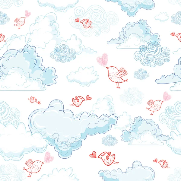 stock vector Texture of the clouds and birds in love