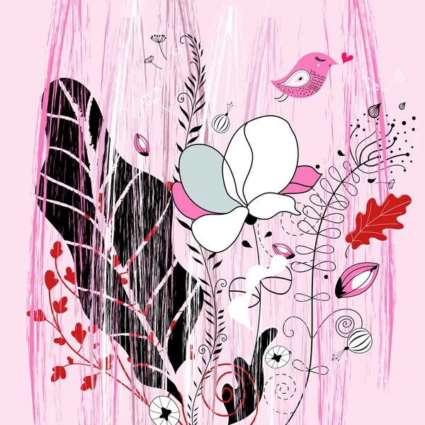 Cartolina di fiori rosa — Vettoriale Stock
