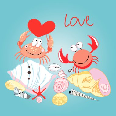 Crab in love clipart