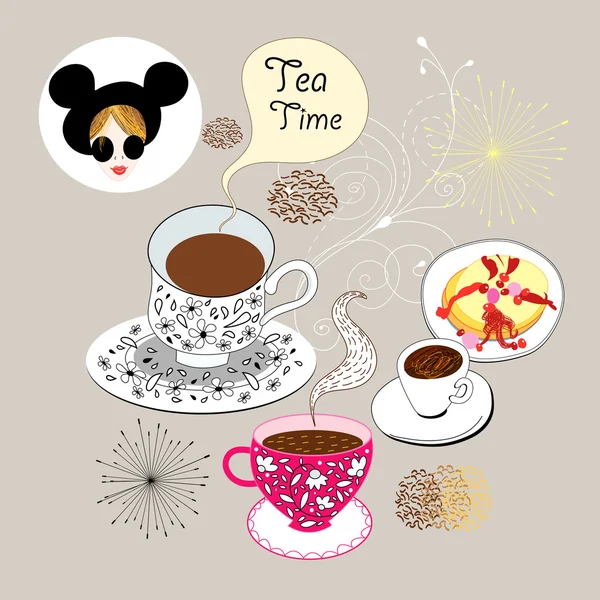Background with a cup of tea — Stock Vector