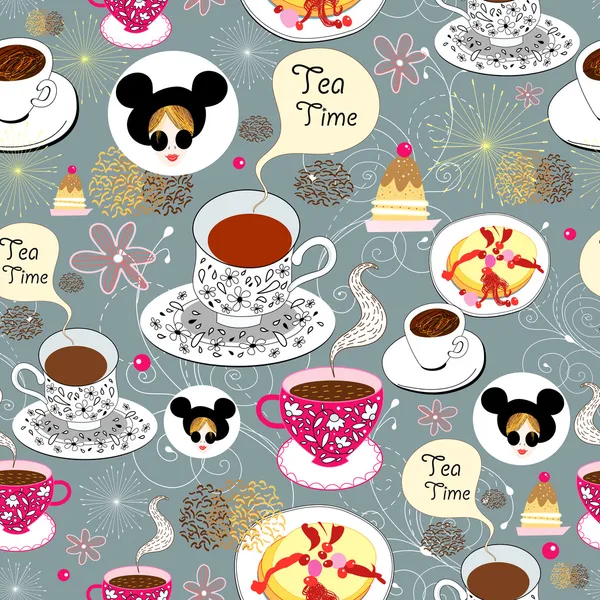 Modèle de tasses de thé — Image vectorielle
