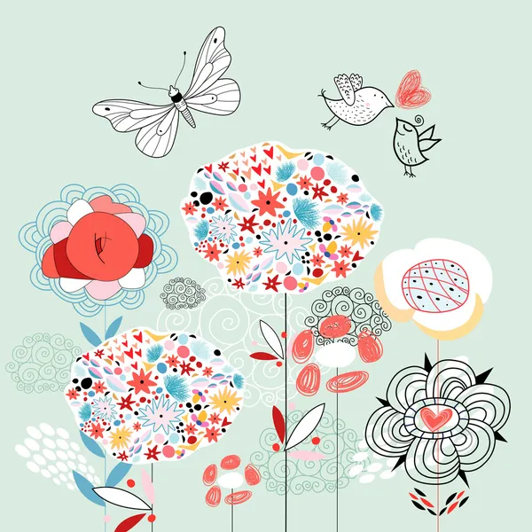 Carte de fleurs — Image vectorielle