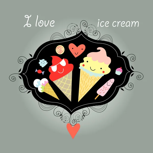 アイスクリームと背景 — ストックベクタ