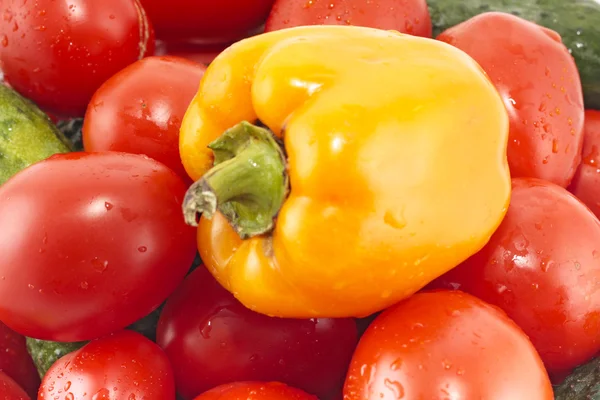 Свежие овощи, перец, помидоры, огурцы — стоковое фото