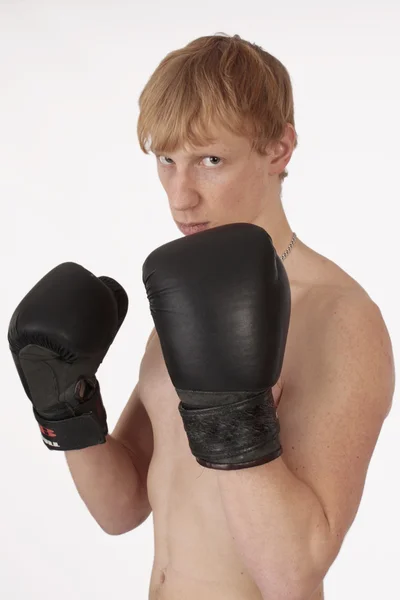 Boksör. genç adam boks eldiven — Stok fotoğraf