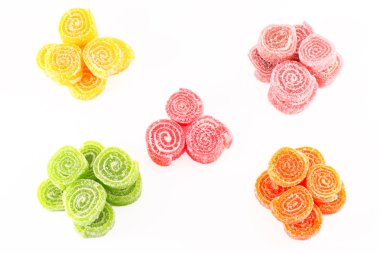 Close-up of colorful candy on a white background clipart