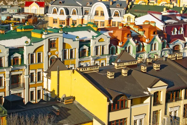 Colorful roofs in winter in Kyiv, Ukraine — Stock Photo, Image