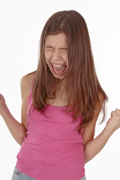 Retrato de adolescente gritando isolado no fundo branco — Fotografia de Stock