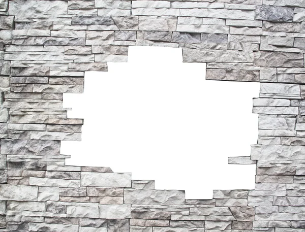 Una pared de piedra con ventanas blancas — Foto de Stock