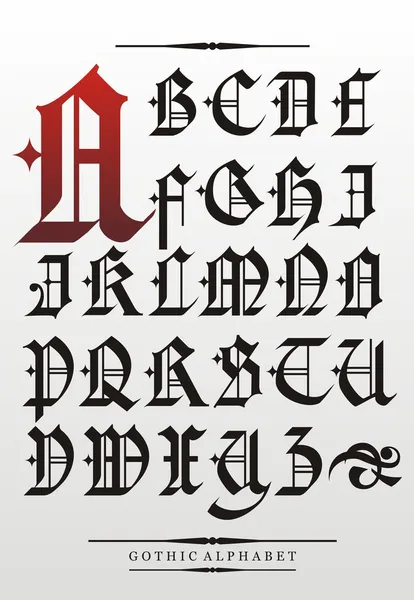 Gotisch lettertype alfabet — Stockvector