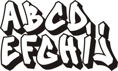 Vector graffiti font alphabet (part 1)