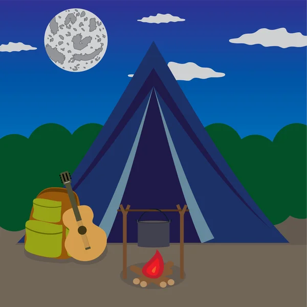 Natten camping. — Stock vektor