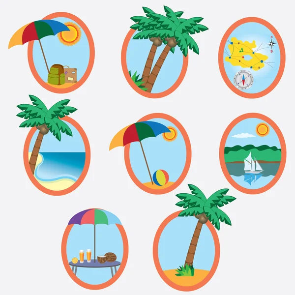 Icons with vacation theme. — Stock Vector