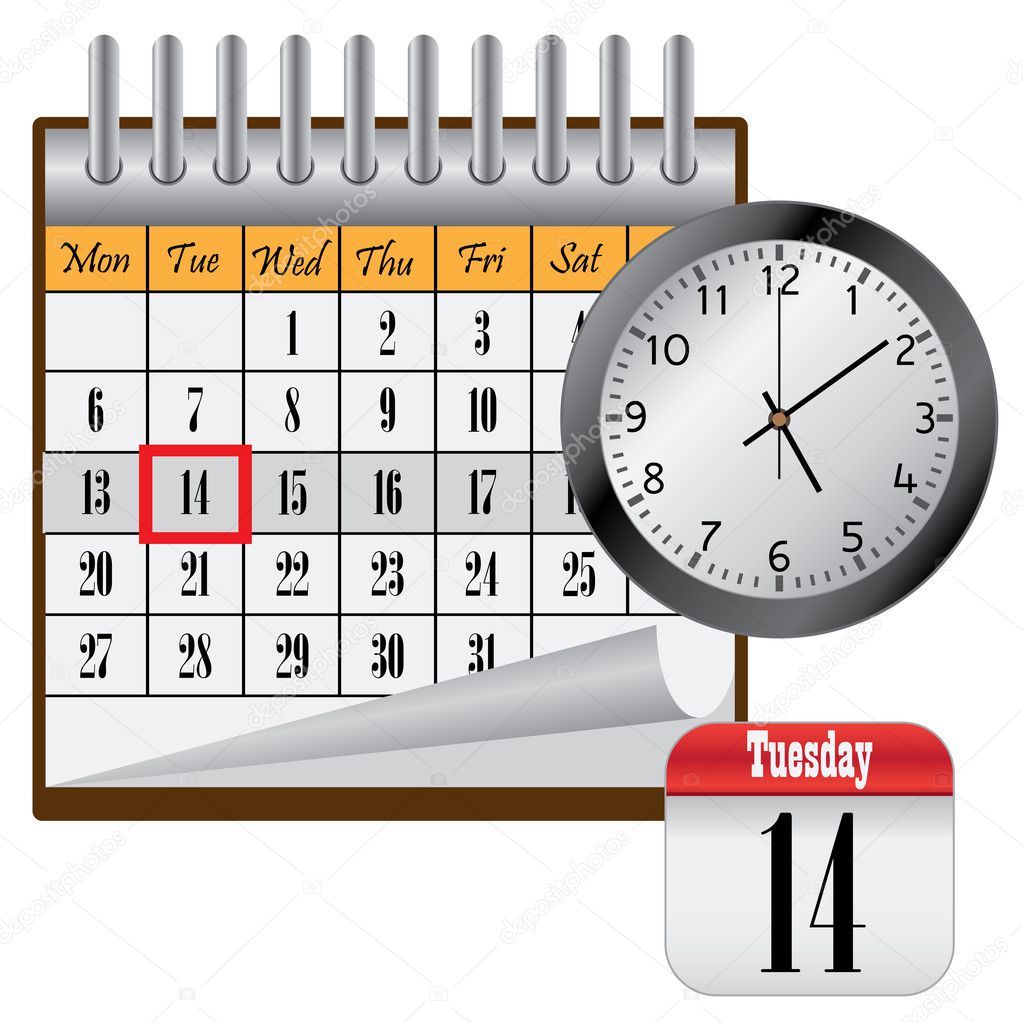 Calendar and clock.