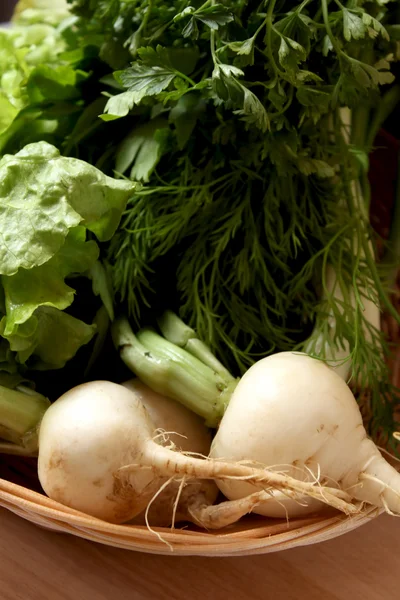 Ravanello bianco e verdure — Foto Stock