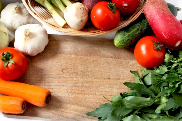 Vegetables and greens frame — Stock Photo, Image