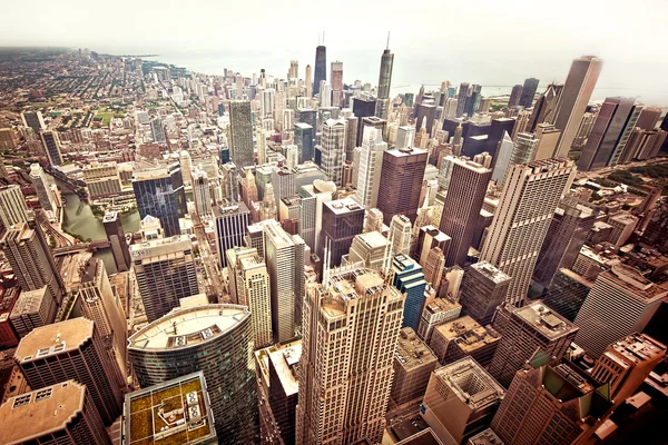 Flygfoto över chicago downtown — Stockfoto