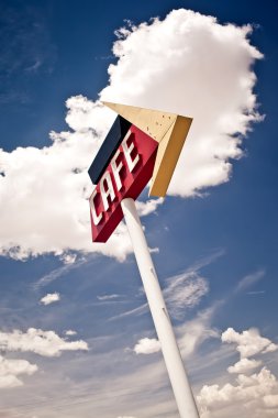 Cafe sign along historic Route 66 in Texas. clipart