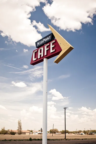 Café teken langs historische route 66 in texas. — Stockfoto