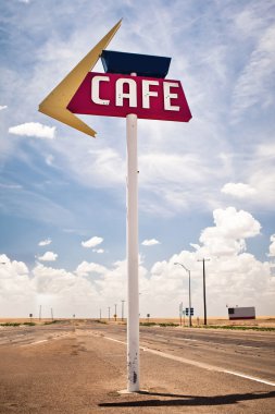 Cafe sign along historic Route 66 in Texas. clipart