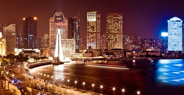 Shanghai Pudong Skyline bei Nacht — Stockfoto
