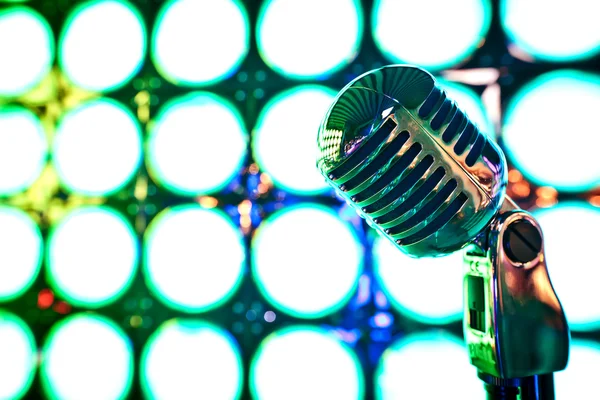 Retro microphone on stage — Stock Photo, Image