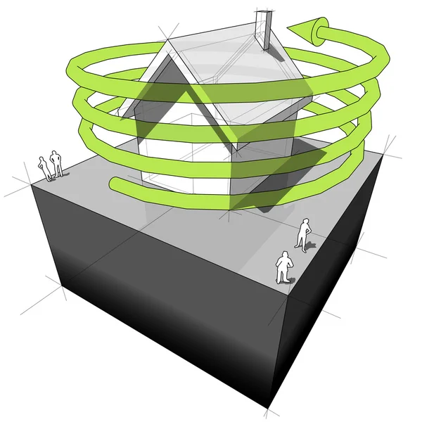Groene energie huis diagram — Stockvector