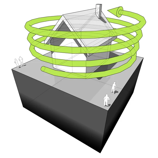 Yeşil enerji evi diyagramı — Stok Vektör