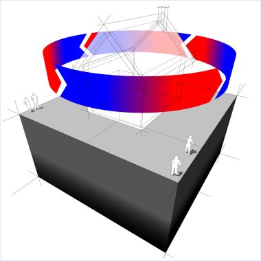 House diagram symbolizing renewable energy/heat pump clipart