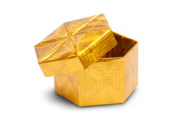 Offene goldene Geschenkschachtel — Stockfoto
