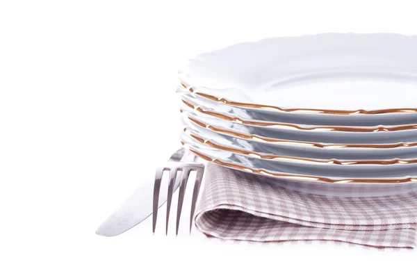 Set de plato, tenedor, cuchillo, servilleta —  Fotos de Stock