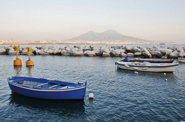 stock image Boats and Vesuvius