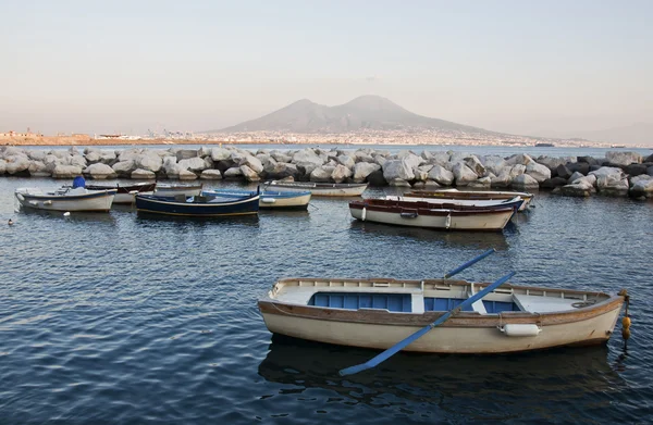 stock image Boats and Vesuvius