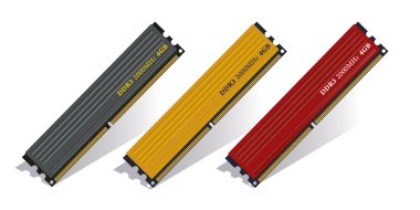 Set of DDR3 memory modules clipart