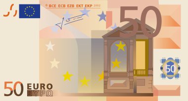 Photo-real vector drawing of a 50 euros banknote clipart