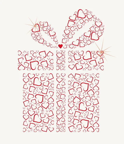Happy Valentines Day Gift with Hearts — Stock Vector