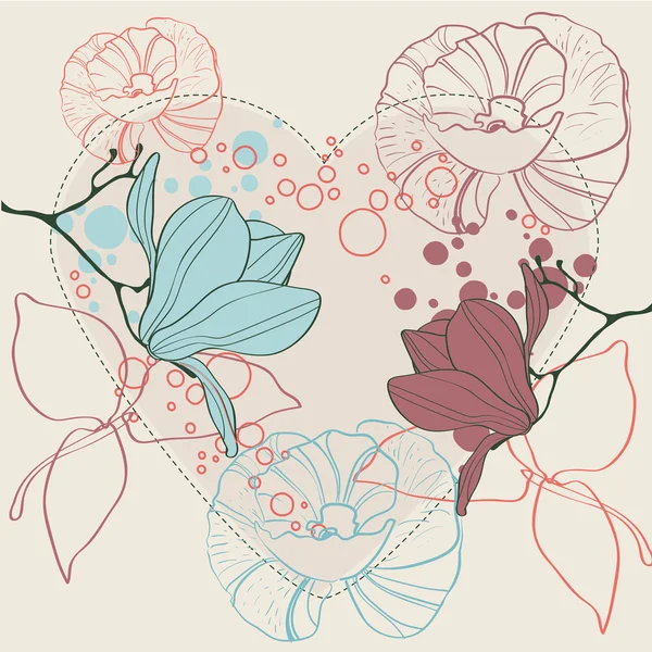 Valentine heart in floral style isolated — Stock Vector