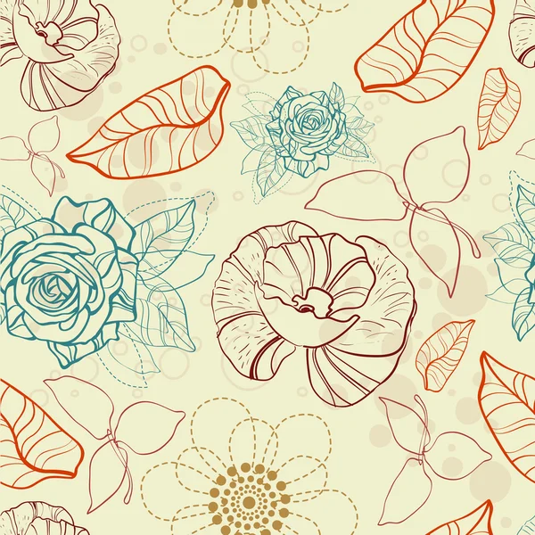 Textura perfecta con flores y mariposas . — Vector de stock