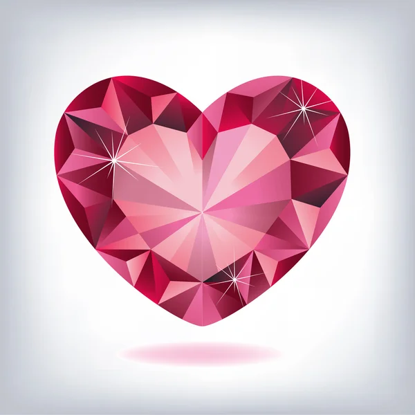 Ruby heart-shaped — Stock Vector