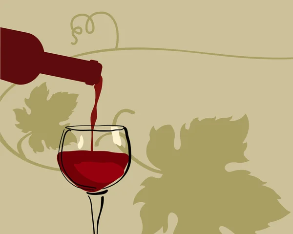 Sklenici červeného vína s hroznovým vínem — Stockový vektor