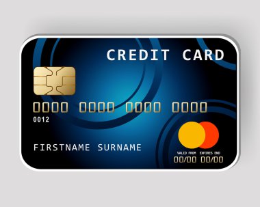 Blue credit card.Banking concept clipart