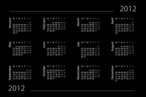 Kalendarz 2012 roku — Zdjęcie stockowe