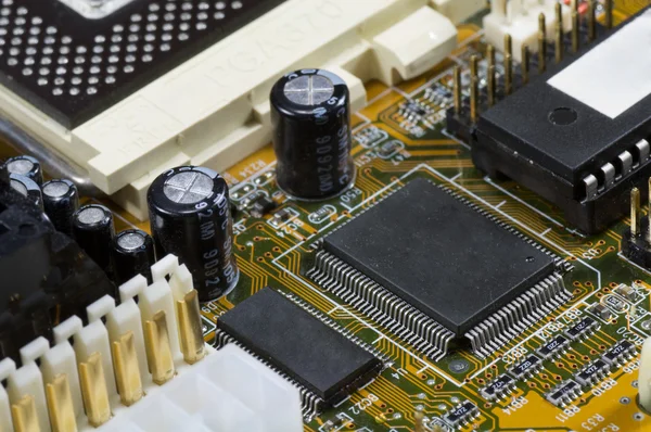 Computer circuit board with central processing unit — Stock Photo, Image