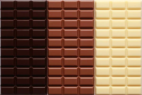 Tři druhy čokolády — Stock fotografie