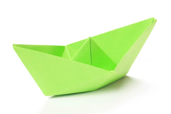 Green paper boat — Stock Photo, Image