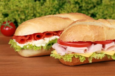 Sandwiches with salmon and ham clipart