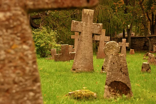 stock image Old cemetery with many tombstones