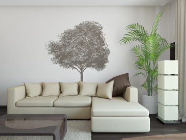 Sofa in interior clipart